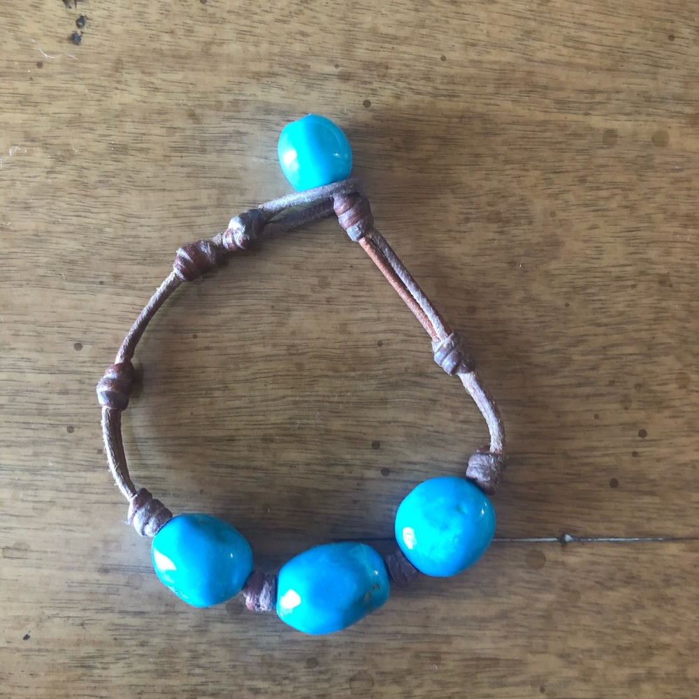 Leather and turquoise bracelet